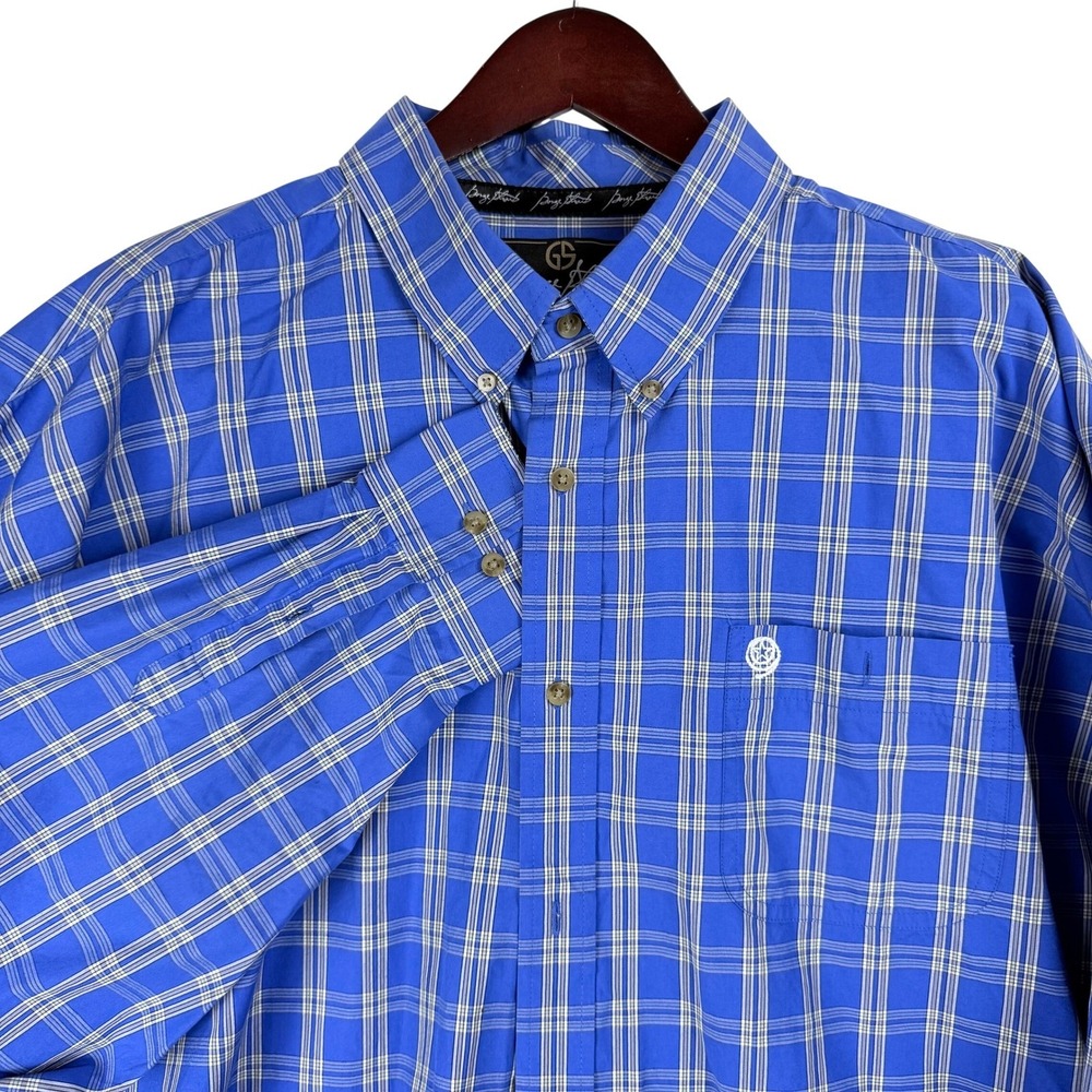 Wrangler George Strait Shirt Mens 4X Blue Plaid Button Down Western Cowboy Rodeo